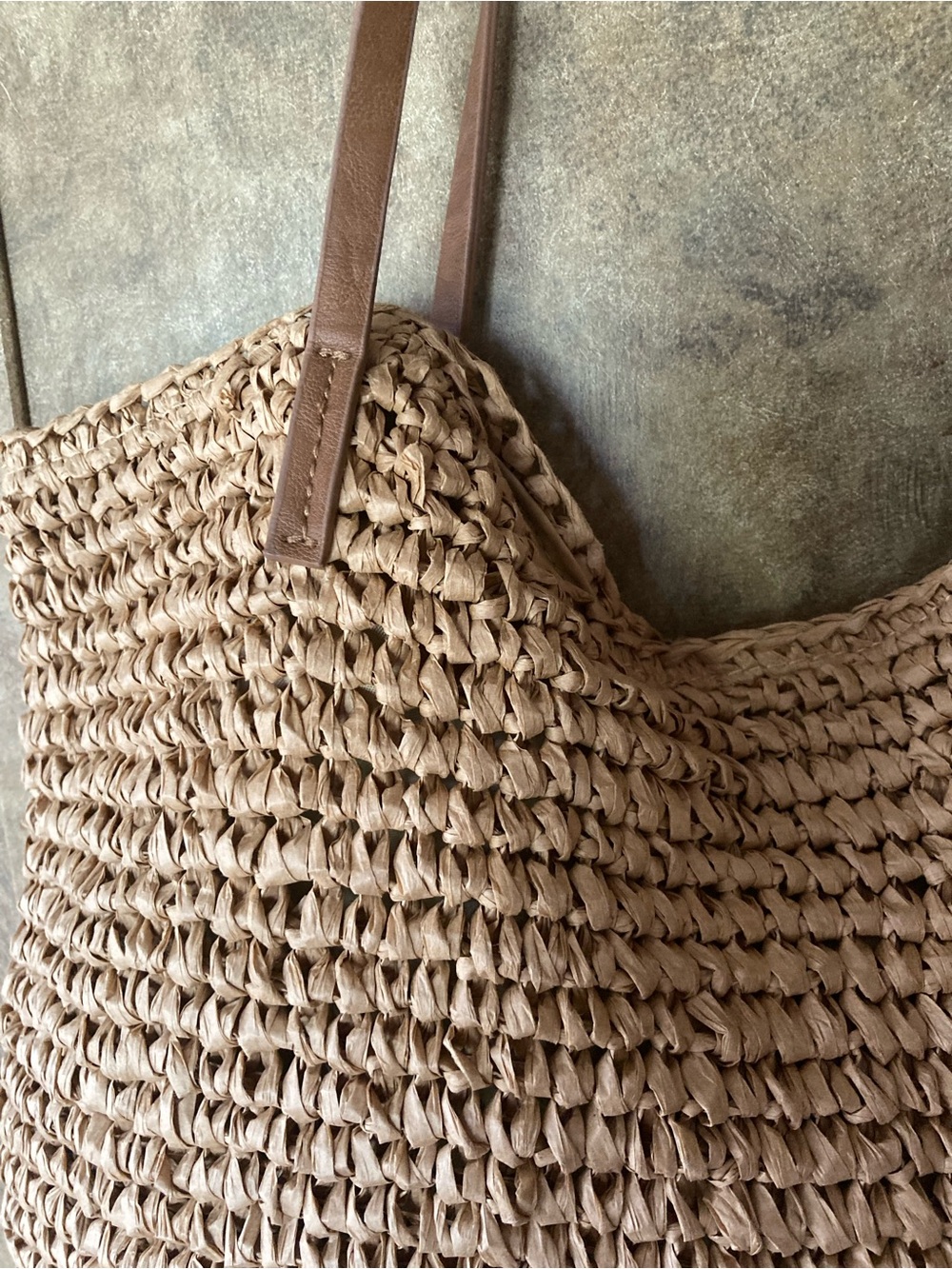 Studio Collection Medium Woven Straw Tote Handbag + Gold Hardwear - Picture 8 of 9